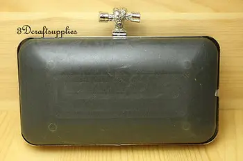 

metal frame rectangle Box purse frame silver 7 inch x 4 inch K65
