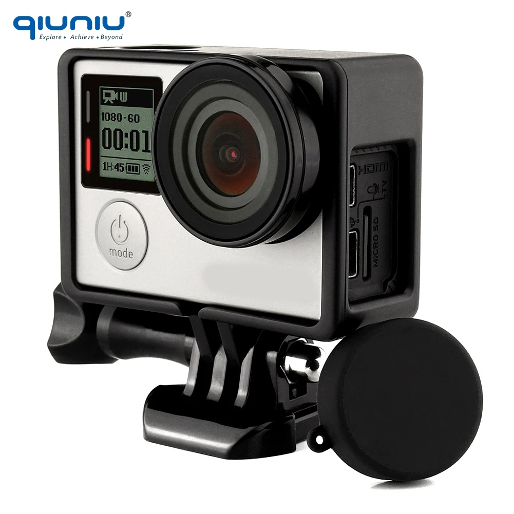 QIUNIU для Gopro стандартная защитная рамка крепление+ УФ объектив+ крышка объектива камеры+ основание Крепление+ винт комплект крепление для Go Pro Hero 3 3+ 4