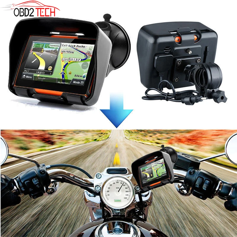 4 3 дюймовый 256M RAM 8GB Flash водонепроницаемый мотоцикл GPS Bluetooth навигатор SAT NAV