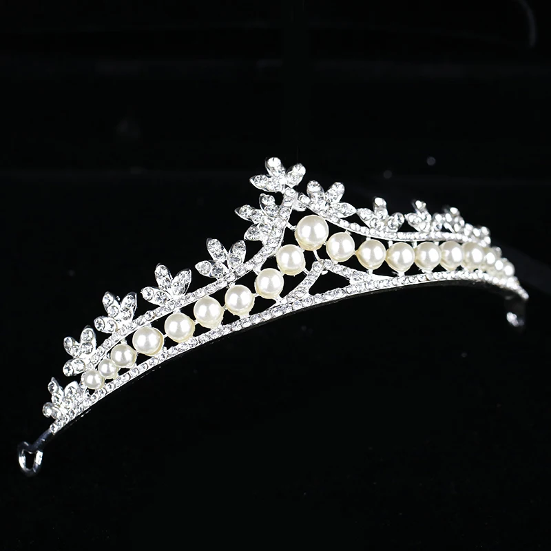 Жемчужная корона для девочки, ободки, Хрустальный цветок, принцесса, корона на голову, украшение невесты, аксессуары для волос
