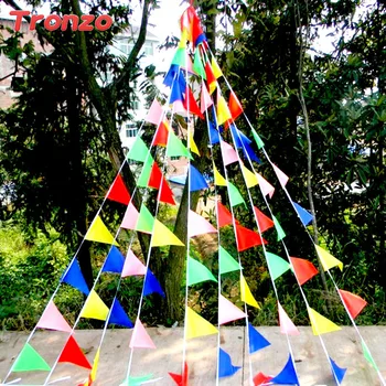 

Tronzo Colorful Triangle Buntings String Banner 80M Hanging Flags For Wedding Decoration Party Supplies Garland