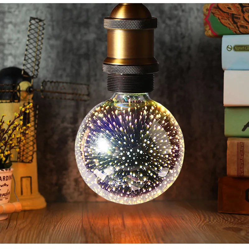 Colourful 3D Star Shine LED Edison Bulb E27 LED Lamp 220V Retro Filament Light Silver Glass Bulb 3w 5w Candle Lamparas Bombillas Colourful 3D Star Shine LED Edison Bulb E27 LED Lamp 220V Retro Filament Light Silver Glass Bulb 3w 5w Candle Lamparas Bombillas