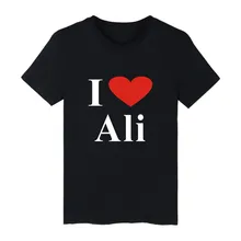 I LOVE ALI White Cotton T-shirt ood looking and Durable I LOVE ALI T-shirt Men Street Wear with High quality