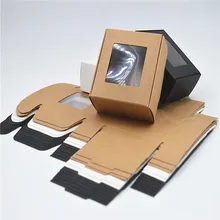 Коричневая крафт-бумажная коробка, Упаковочная декоративная Новогодняя коробка с ПВХ окном для DIY Подарочный комплект ювелирных изделий, дизайнерская коробка