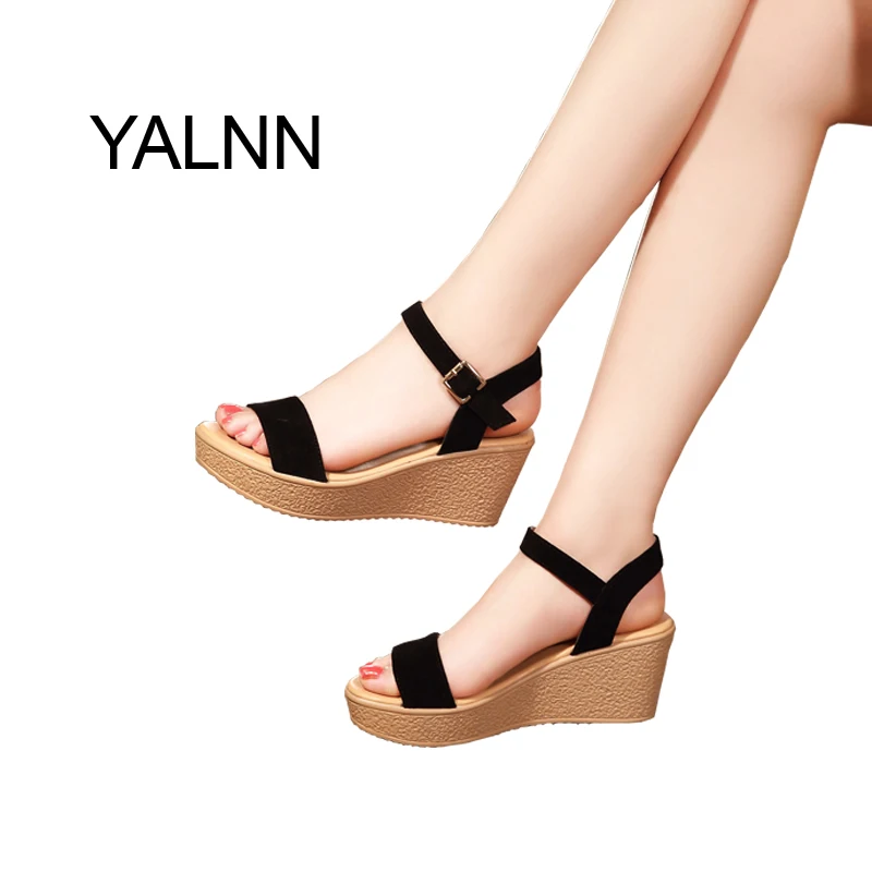 YALNN/Женская обувь; модные летние женские босоножки с закрытой пяткой; Цвет черный, розовый; женская обувь