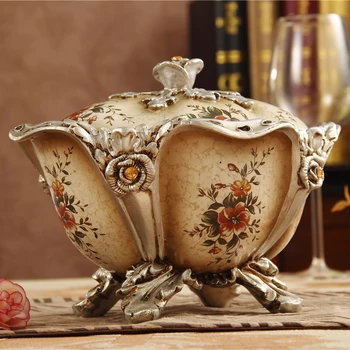 

European style luxury covered decoration box, storage tank, flourishing Lotus House, decorative candy box, jewelry box