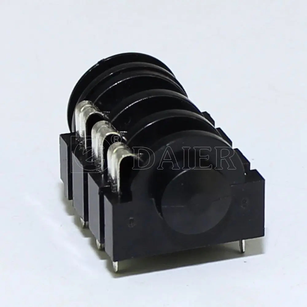 PJ-644C Plastic Audio Stereo 1/4'' Jack Metal Ring PCB Terminals 100PCS