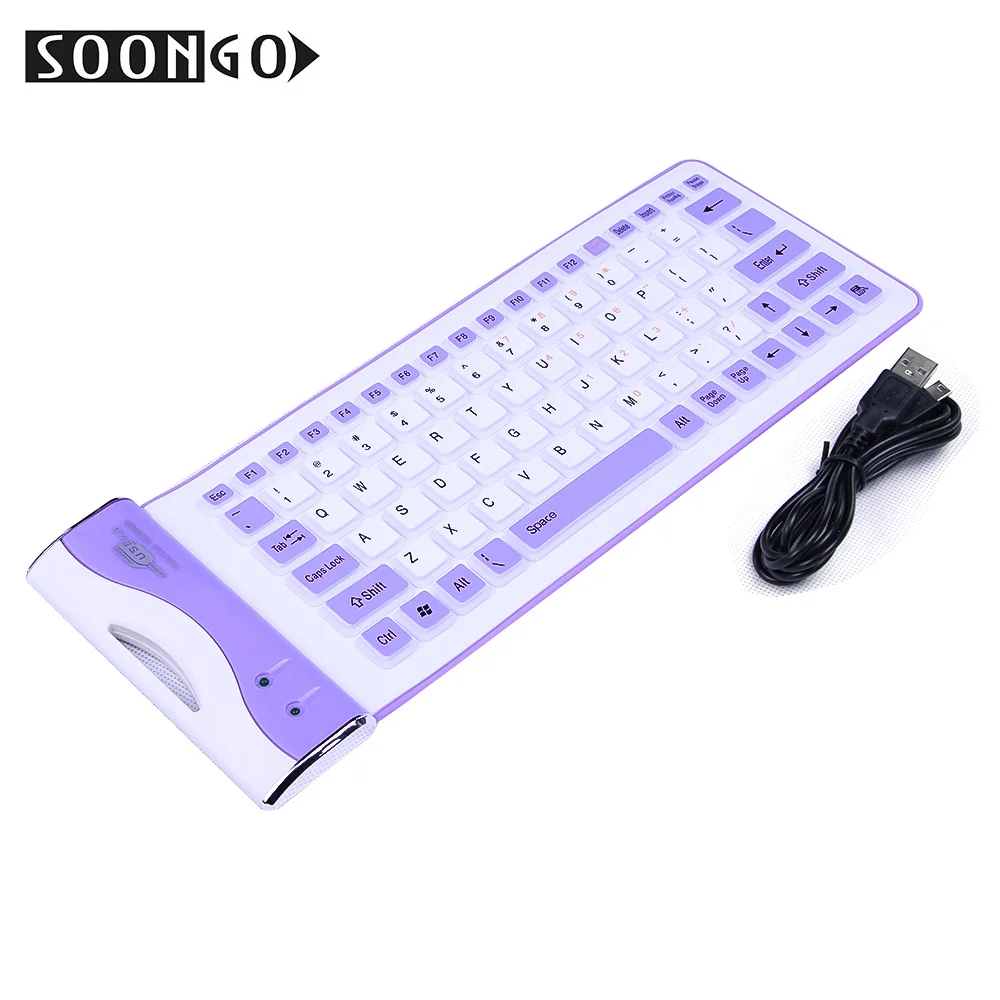 Mini Silicone Soft Slim Folding Keyboard Wired Flexible USB Roll-up Collapsible Teclado Clavier Gamer PC Tablet Laptop Portable (3)