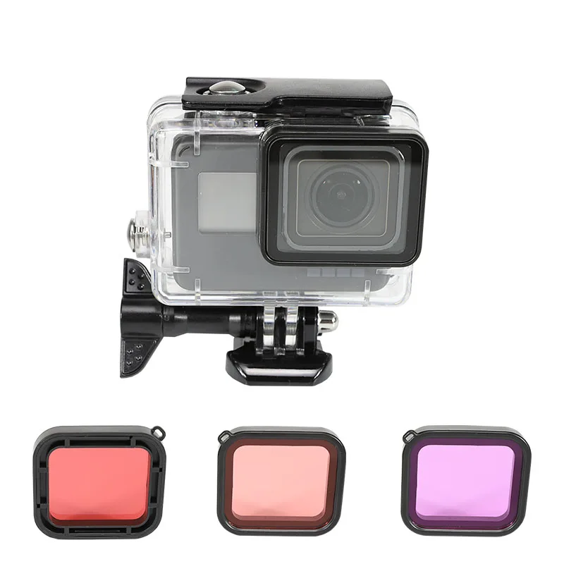Водонепроницаемый корпус для GoPro Hero 7/2018/6/5 черный наборы фильтров дайвинга