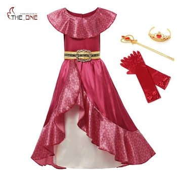

MUABABY Girl Elena Adventure Dress up Children Summer Princess Cosplay Costume Girls Sleeveless Ruffles Classic Dress