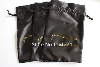 

Customized Logo black Satin pouch with logo satin gift bag free shipping