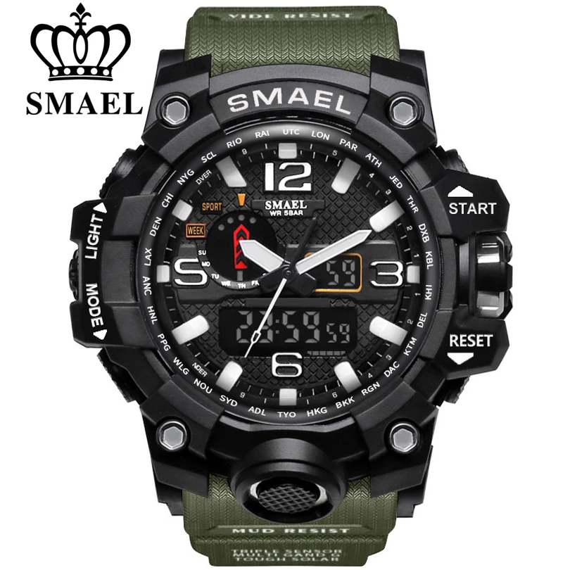 SMAEL marque hommes sport montres double affichage analogique numérique LED électronique Quartz montres étanche natation militaire montre | AliExpress