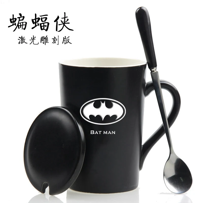 Кружки "Мстители" с крышкой и ложкой керамическая чашка 420 мл Железный человек капитан Халк Тор Человек-паук Marvel кофейная чашка для молока - Цвет: 21