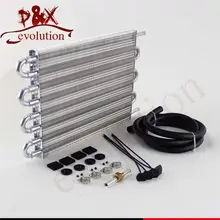 8 Row Aluminum Remote Transmission Oil Cooler/Auto-Manual Radiator Converter Kit vr racing universal oil cooler kit 15 row 10an aluminium engine transmission oil cooler relocation kit vr5115b 6724br 3pcs