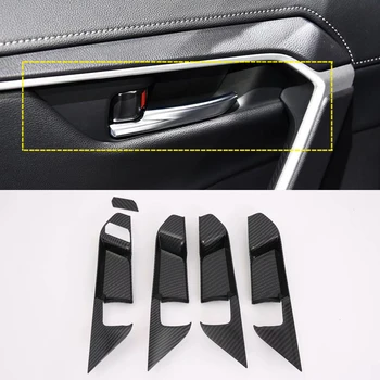 

For Toyota RAV4 2019 2020 ABS Carbon Fiber Interior Inner Handle Cover Trim Decorative 5pcs
