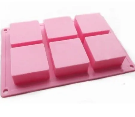 

6 Holes Flat Square Silicone Soap Mold Cake Baking Pan Muffin Cups Ice Cream Mousse CupCake DIY Mold Soap DIY Mould Soap Form