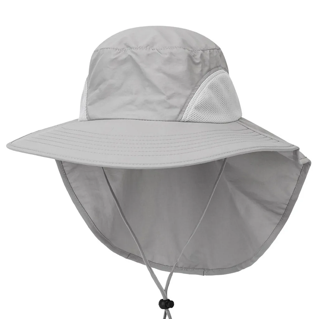 

Fashion Unisex Wide Brim Sun Hat with Neck Flap Fishing Safari Cap outdoor Hiking cloak Fisherman hat gorra hombre#guahao