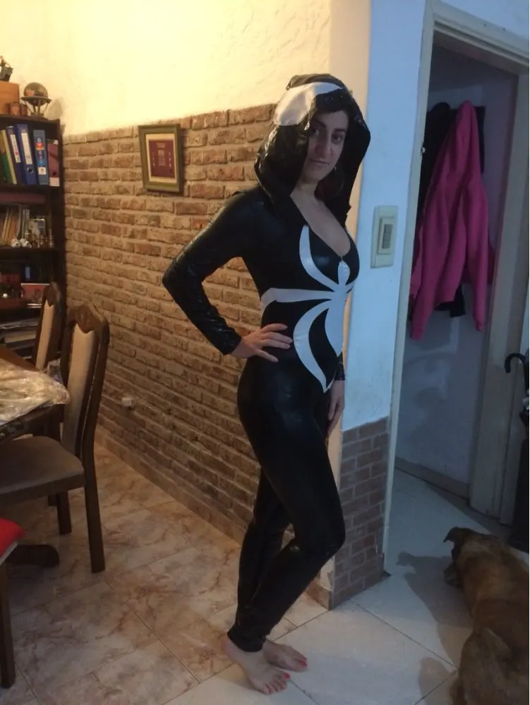 Spiderman Women Costume Black Spider Zentai Suit Sexy Women Halloween Costume 2017 Ladies Hood Venom Spider Jumpsuit (14)
