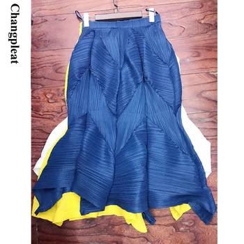 

Changpleat 2019 Spring summer New Women Bud skirts Miyak Pleated Fashion Solid elastic waist Loose Large Size Female Skirt Tide