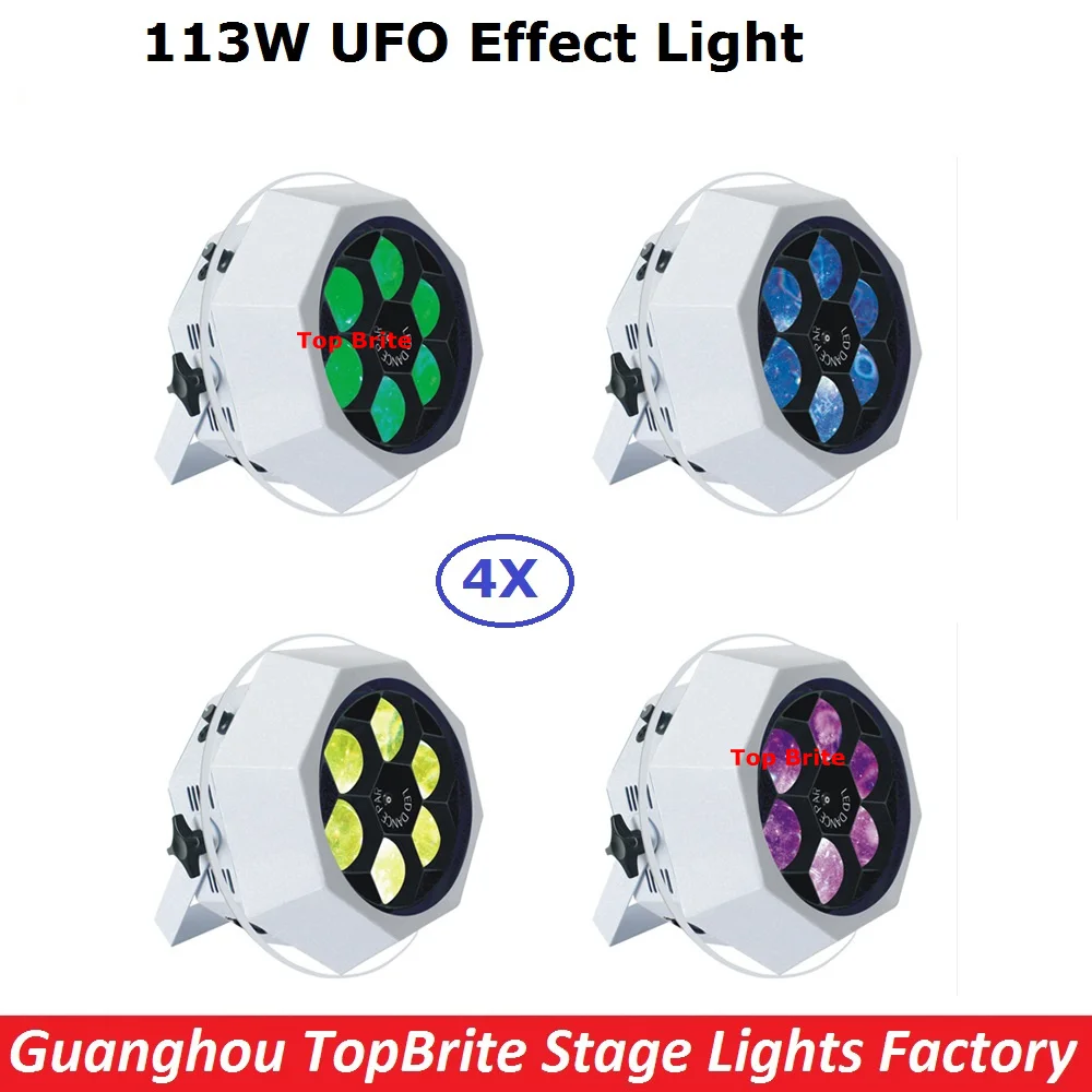 New Arrival 4 Jednostka Pszczoła Oko UFO LED Efekt Świetlny 6X15 W Kabel 4W1 RGBW Z Bezpieczeństwa XLR-3 Pin DMX W/WYJŚCIE 110-240 V Bezpłatne wysyłka