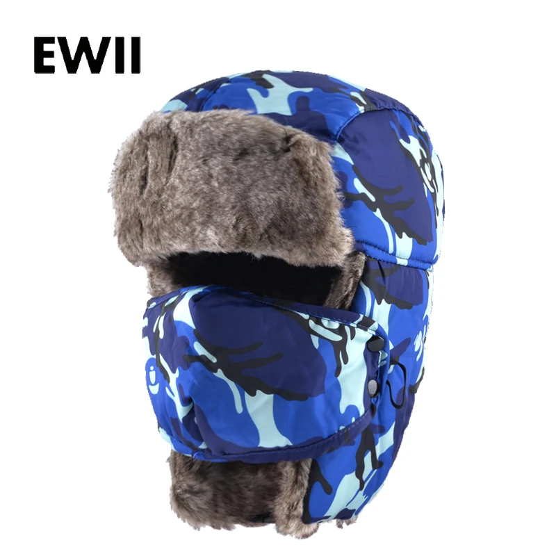 

Mask camouflage hats women winter bomber hat for men camo leifeng caps women earflap warm russian cap bonnet gorro aviador