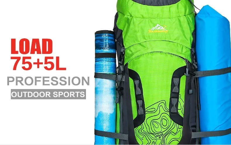 80L Outdoor Backpack Unisex Large Professional Mountaineering Backpack Waterproof Nylon Bags Climbing Hiking Camping Rucksack