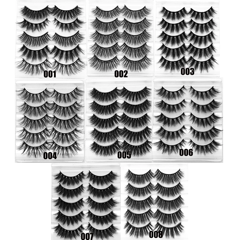 

5 pairs 3D Mink Hair False Eyelashes Wispy Full Volume Natural Lashes Extension Mixed Styles Feathery Flared Variety Pack Lashes