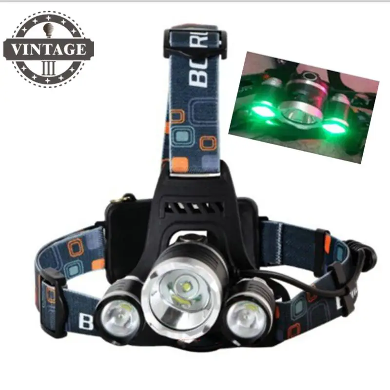 Green color light RJ 5000 lumens 3T6 Headlight Headlamp 3xC XML LED