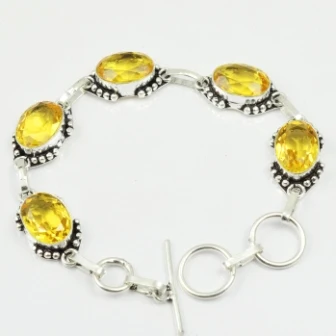 

Citrines Bracelet Silver Overlay over Copper , 21.5 cm, B2296