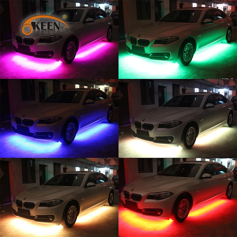 OKEEN 1 комплект Автомобильная RGB Светодиодная лента 5050 SMD светодиодный под трубка