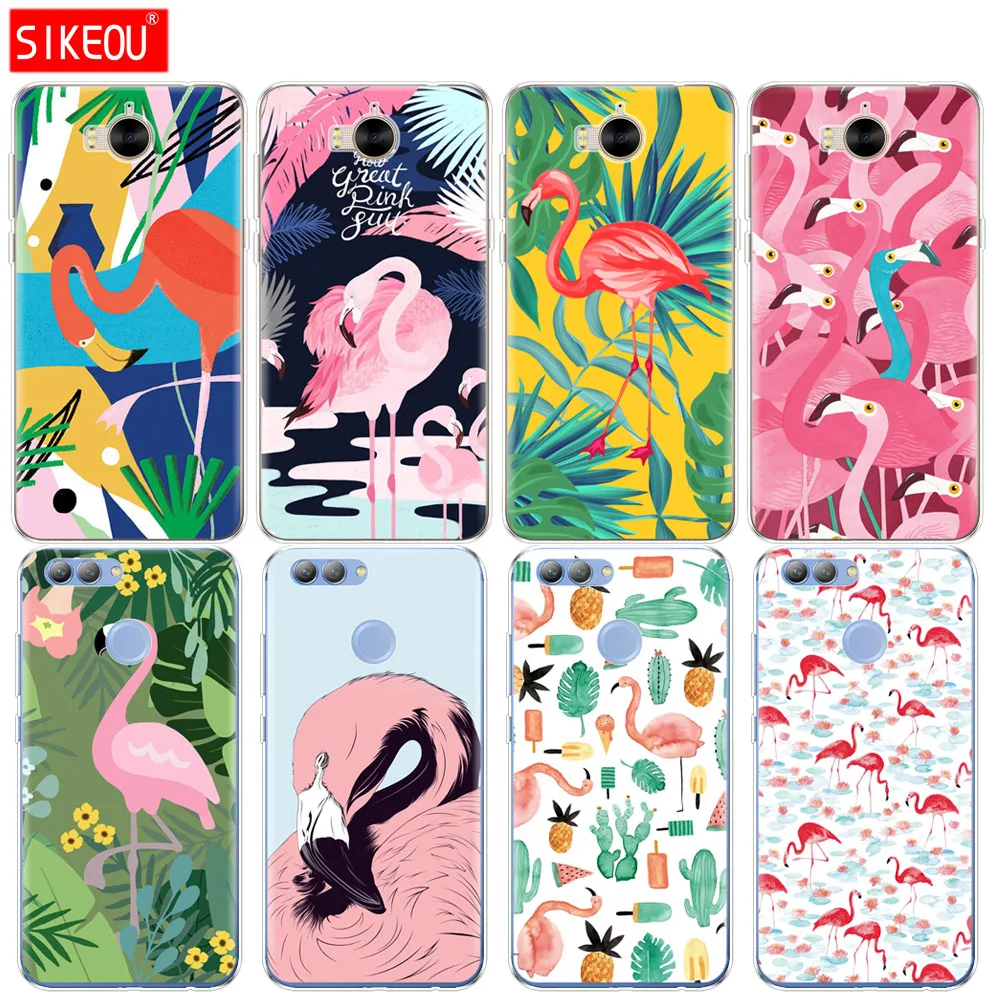 Силиконовый чехол для телефона huawei Y3 Y6 Y5 2 II 2017 nova 2s LITE plus flamingo summer leaf tropical|Бамперы| |