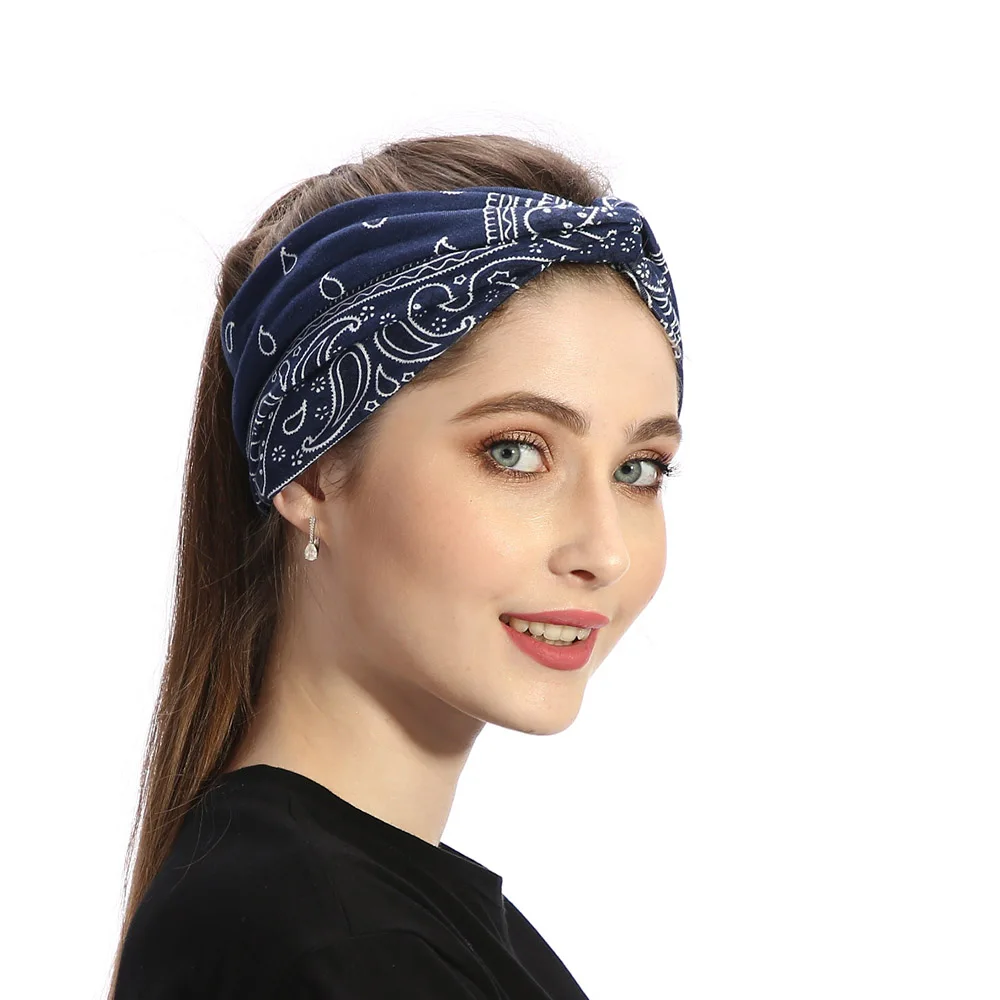 

New Hot Women Headbands Boho Floral Printed Sport Elastic Floral Hair Band Headband Turban Twisted Knotted Wrap Hair Accessories