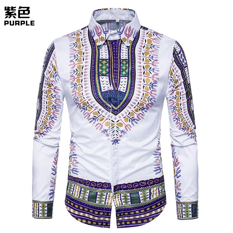 African Traditional Real Sale 2018 Fashion Autumn And Winter New Printed Men's Long Sleeved Shirts African Men Clothing (18) - 