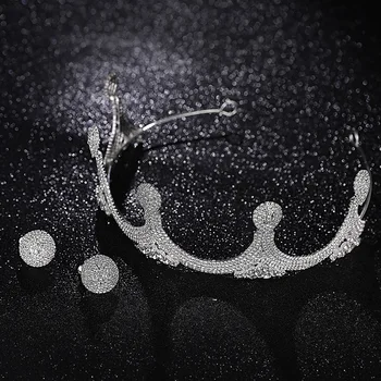 

Sparkling Water Drop Crystal Tiaras and Round Earrings for Women Wedding Hair Decorations Bridal Crowns Rhinestone Jewelry CR108