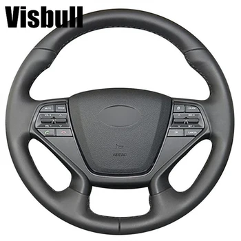 Visbull puレザー車のステアリングホイールカバーv1002用フォルクスワーゲンvwゴルフ4パサートb5 1996-2003座席レオン1999-2004ポロ1999-