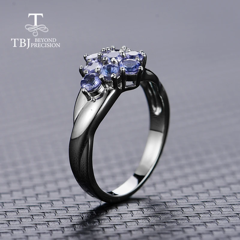 TBJ, романтическое маленькое кольцо с натуральным жемчужным блеском, хорошего цвета, с синий танзанит драгоценный камень кольцо девушки в 925 стерлингового серебра ювелирные украшения для женщин