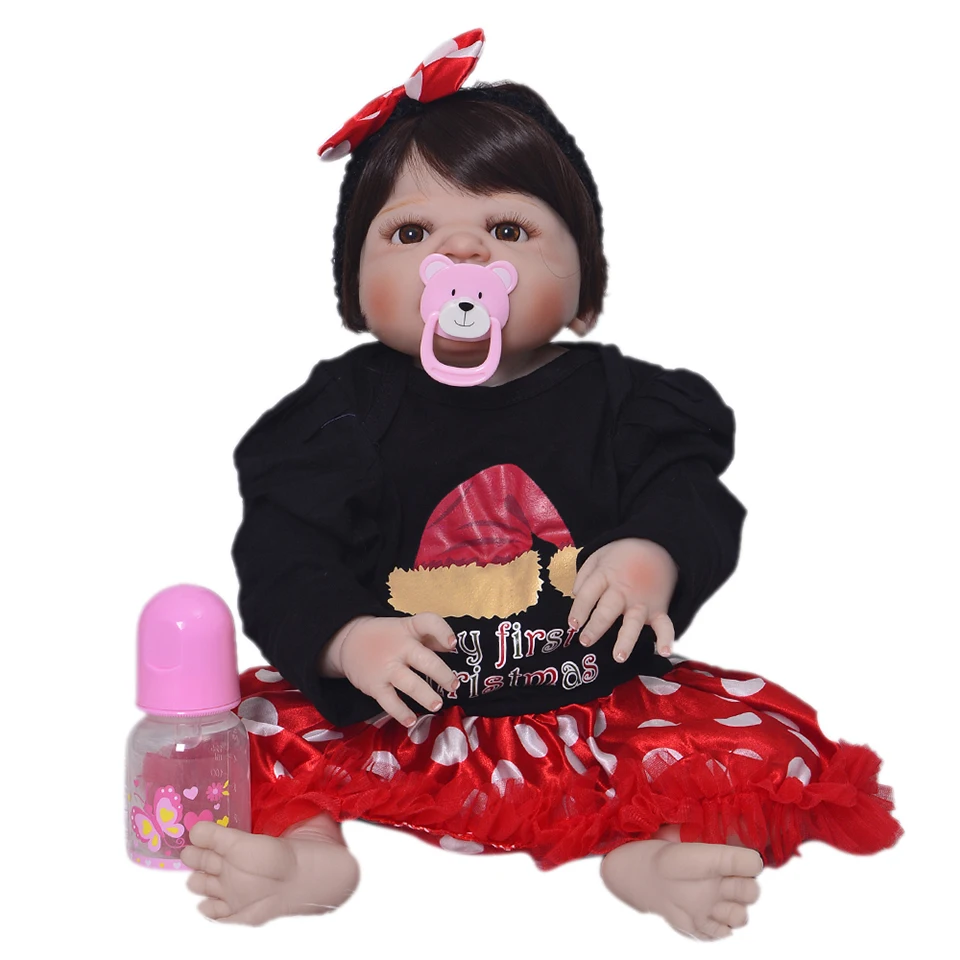

Design for Girl Christmas Reborn Dolls Realistic Babies 23 Inch Full Silicone Vinyl Lifelike Newborn Baby Dolls Kids Toys