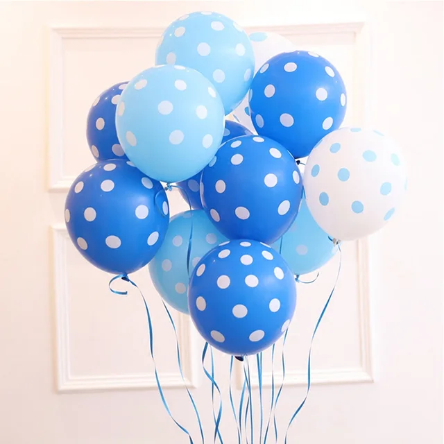 20pcs Dot balloons birthday party wedding 12 inch white light blue latex balloon Air Balls Inflatable Helium party balloons