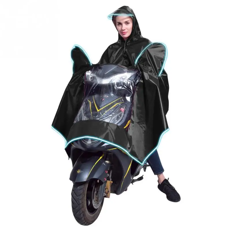 

Women Men Scooter Raincoat Reflective Strip Safe Riding Wide Hat Brim Waterpoof Universal Motorcycle Riding Poncho Rainwear