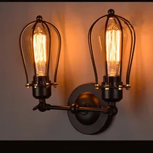 Loft vintage wrought iron material wall lighting edison style wall lamp for coffee shop countryside room with two bulbs