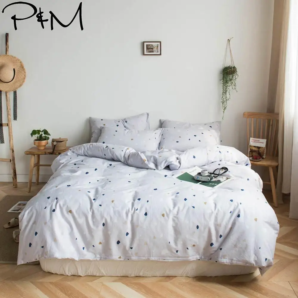 

2019 INS Grey Geometric Print Duvet Cover Set Flat Fitted Sheet Cotton Bedlinens Hypoallergenic Twin Queen King Bedlinens