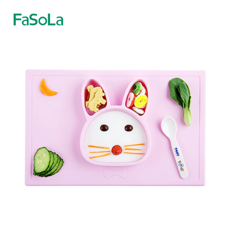 

FaSoLa Children's Divided Silicone Gel Plate Bowl Baby Silica Gel Suction Tray Portable Anti Dishware Baby Food Bowl