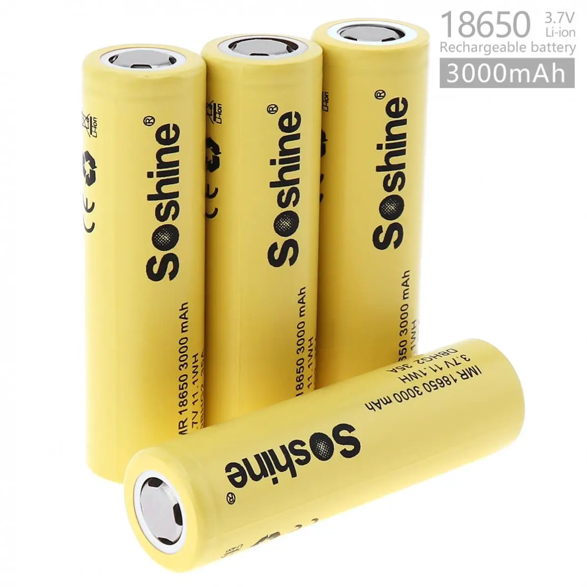 

Hot Soshine 4pcs 3000mAh 35A 3.7V 11.1WH IMR 18650 Rechargeable Li-ion Battery with Safety Relief Valve + Portable Battery Box