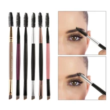 Double-ended Eyebrow Brush Multicolor Wood Handle Eyelashes Eyebrow Flat Angled Brush Comb Eye Makeup Cosmetic Brushes