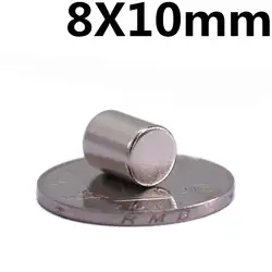 10 pcs неодимовый магнит 8x10 мм N35 маленький диск Круглый супер сильные магниты 8*10 мм мощный редкоземельных неодимовый магнит s 8x10 мм