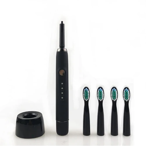 black and 4pcs head Sarmocare M-100, Ультразвуковая электрическая зубная щетка, беспроводная перезаряжаемая с 2 головками, IPX7, водонепроницаемые отбеливающие зубные щетки - Цвет: black and 4pcs head
