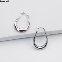 HUANZHI простые новые золотые серебряные металлические геометрические нерегулярные Круглые Капли обруч серьги для женщин девушек вечерние ювелирные изделия