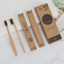 4pcs Soft-bristles Pure natural Bamboo Charcoal Toothbrush Oral Care Health Tool Family travelling Teeth Brushes eco-friendly