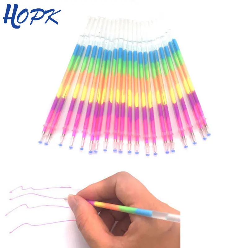 

20pcs Colorful Rainbow Refill Highlighters Gel Pen Students Painting Graffiti Fluorescent 6 in 1 colors Refill rods School
