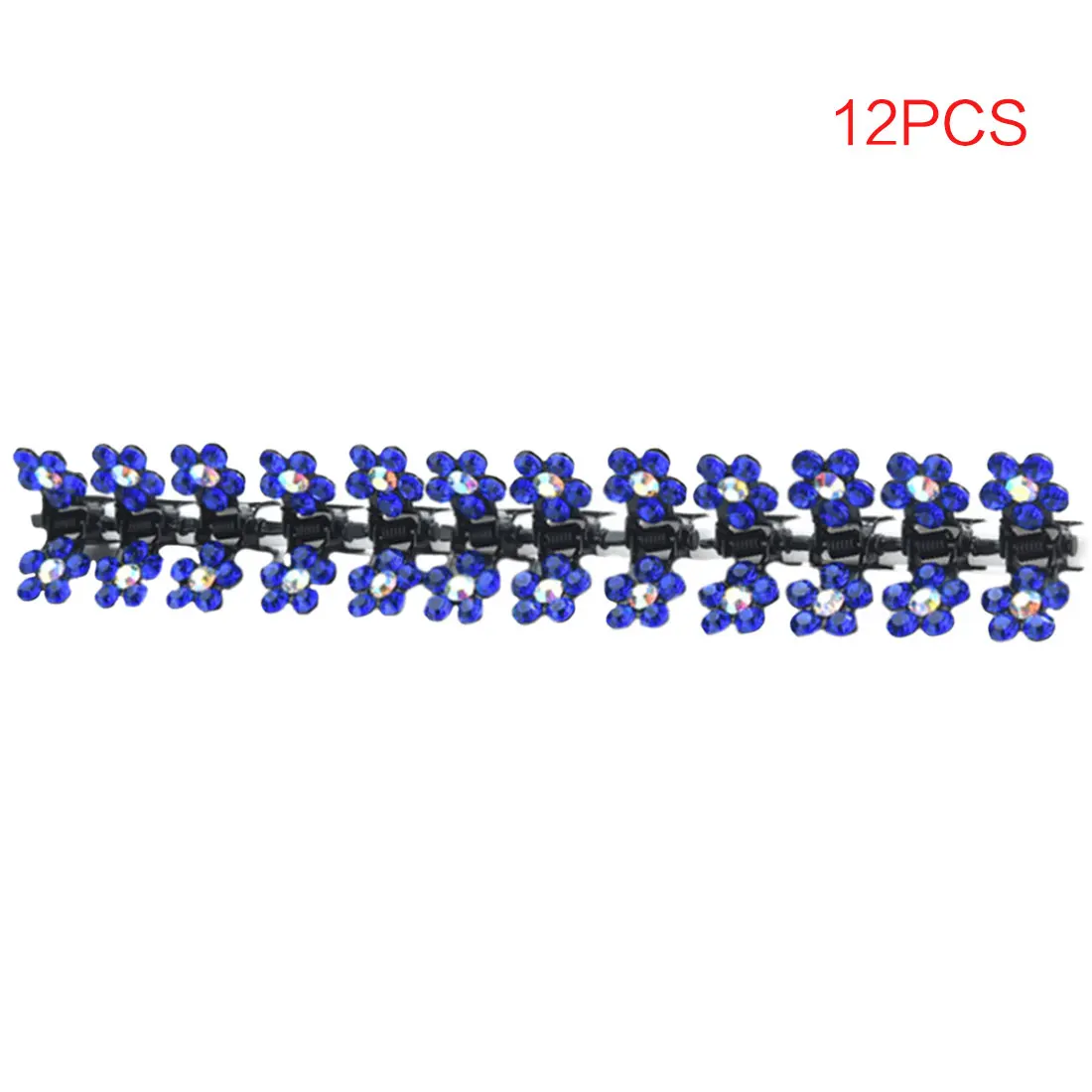 Хрустальный цветок мини-коготь заколка для волос зажим для волос заколка для волос новая заколка аксессуары для волос Инструменты для плетения 12 шт. для женщин девушек - Цвет: Синий